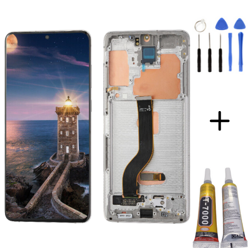 TE Samsung S20 Plus G985 Uyumlu Çıtalı Lcd Ekran Beyaz Montaj Kiti
