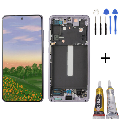 TE Samsung S21FE G990E Uyumlu Çıtalı OLED Lcd Ekran Mor Full Set