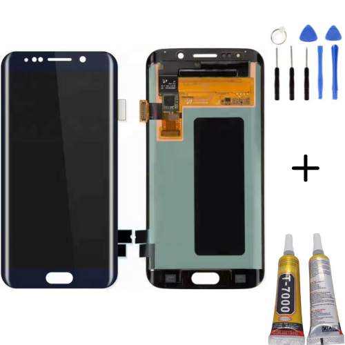 TE Samsung S6 Edge G925 Uyumlu Lcd Ekran Servis Siyah + Montaj Kiti