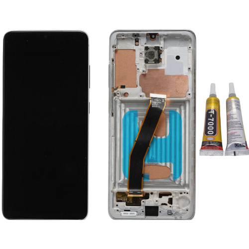 TE Samsung S20 G980F Uyumlu Çıtalı Lcd Ekran Servis Beyaz + B7000