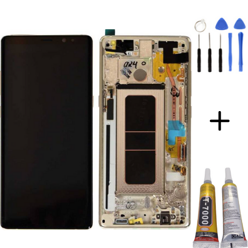 TE Samsung Note 8 N950 Uyumlu Çıtalı Lcd Ekran Gold + Montaj Seti