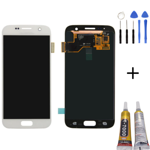 TE Samsung S7 G930F Uyumlu Lcd Ekran Servis Beyaz + Montaj Kiti