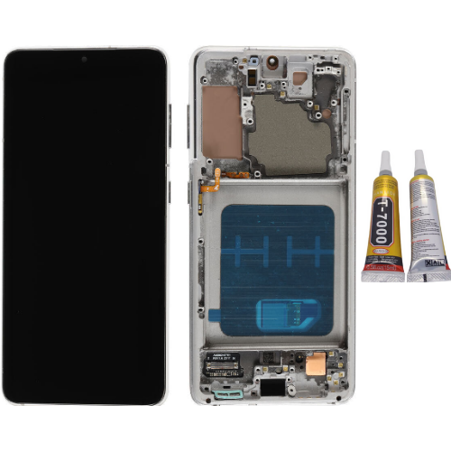 TE Samsung S21 G990 Uyumlu Çıtalı Lcd Ekran Beyaz + B7000