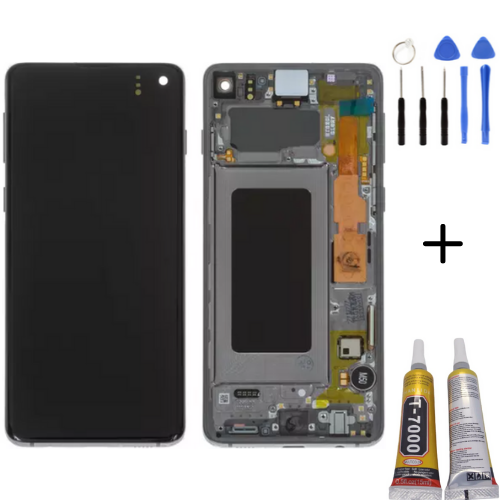 TE Samsung S10 G973F Uyumlu Çıtalı A Kalite Lcd Ekran Siyah