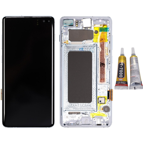TE Samsung S10 Plus G975 Uyumlu Çıtalı Lcd Ekran Servis Beyaz