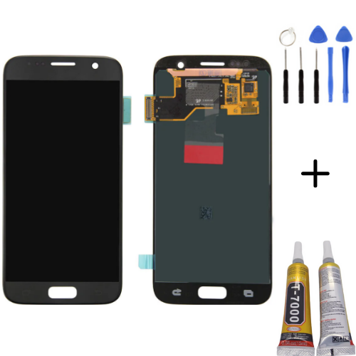 TE Samsung S7 G930F Uyumlu OLED Lcd Ekran Siyah + Montaj Kiti
