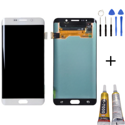 TE Samsung S6 Edge G925 Uyumlu Lcd Ekran Beyaz + Montaj Kiti
