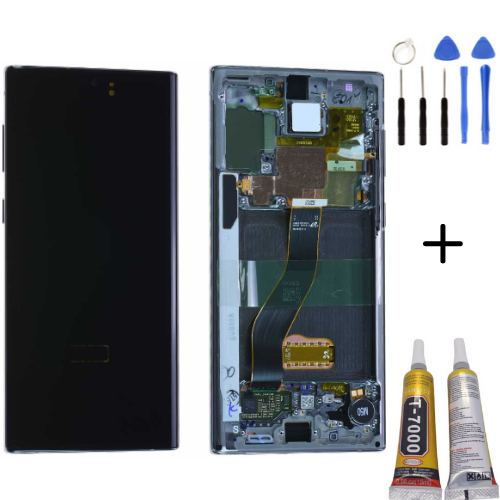 TE Samsung Note 10 N970 Uyumlu Çıtalı Lcd Ekran Mavi +Montaj Kiti