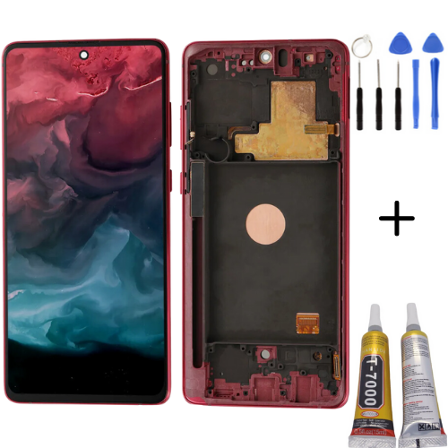 TE Samsung Note 10 Lite N770 Uyumlu Çıtalı Lcd Ekran Kırmızı