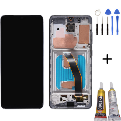TE Samsung S20 G980F Uyumlu Çıtalı Lcd Ekran Siyah + Montaj Kiti