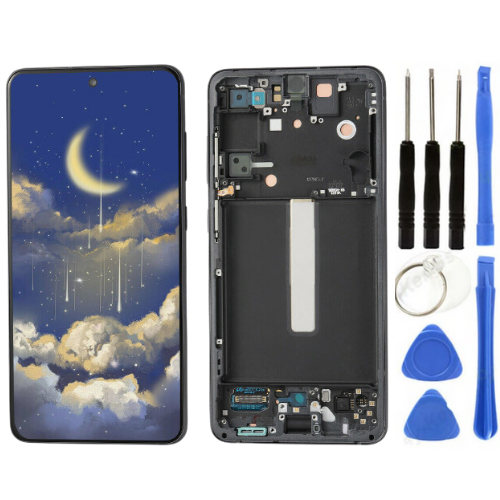 TE Samsung S21FE G990E Uyumlu Çıtalı Lcd Ekran Siyah + Tamir Seti