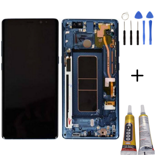 TE Samsung Note 8 N950 Uyumlu Çıtalı Lcd Ekran Mavi + Montaj Seti