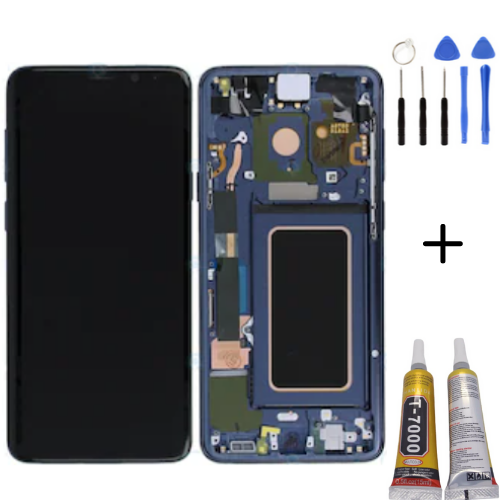 TE Samsung S9 Plus G965 Uyumlu Çıtalı Lcd Ekran Siyah + Montaj Kiti