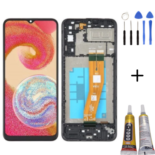 TE Samsung M04 M045 Uyumlu Çıtalı OLED Lcd Ekran + Montaj Kiti