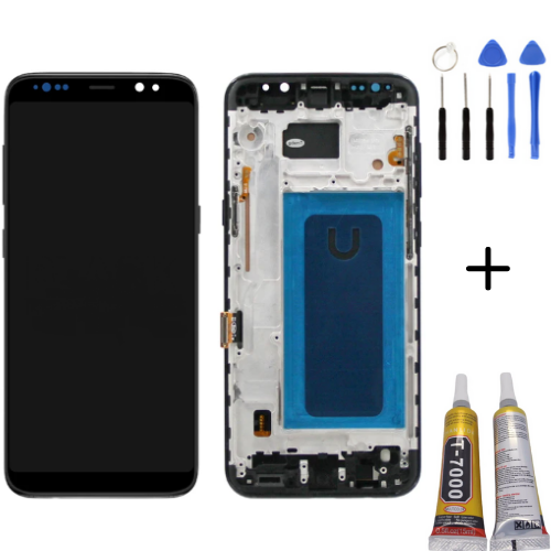 TE Samsung S8 Plus G955F Uyumlu Çıtalı Lcd Ekran Siyah Montaj Kiti