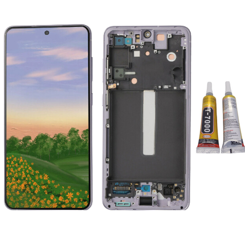TE Samsung S21FE G990E Uyumlu Çıtalı A Kalite Lcd Ekran Mor B7000