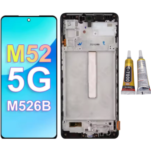 TE Samsung M52 5G M526 Uyumlu Çıtalı Lcd Ekran Servis + B7000 