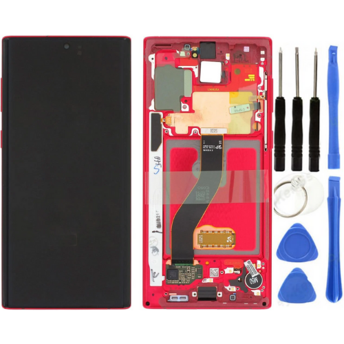 TE Samsung Note 10 N970 Uyumlu Çıtalı Servis Lcd Ekran Kırmızı
