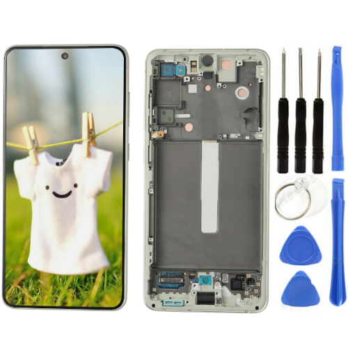 TE Samsung S21FE G990E Uyumlu Çıtalı Lcd Ekran Yeşil + Tamir Seti