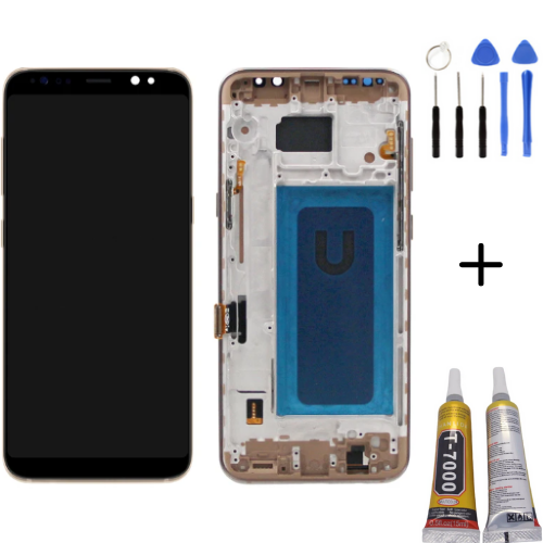 TE Samsung S8 Plus G955F Uyumlu Çıtalı Lcd Ekran Gold +MontajKiti