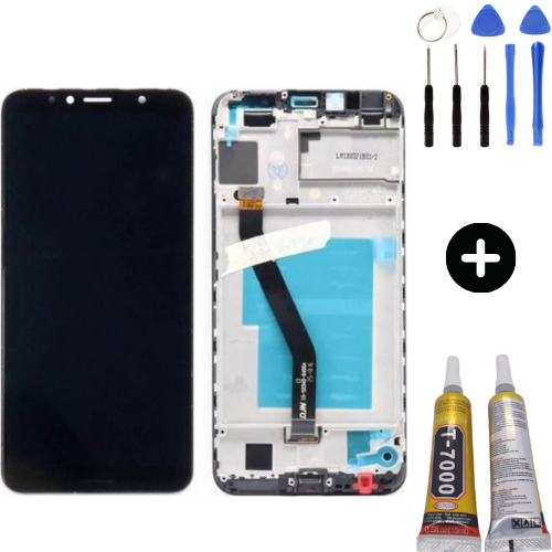 TE Huawei Honor 7A Uyumlu Çıtalı Lcd Ekran Dokunmatik Siyah + Montaj Seti