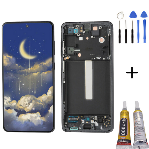TE Samsung S21FE G990E Uyumlu Çıtalı Lcd Ekran Siyah + Montaj Kiti