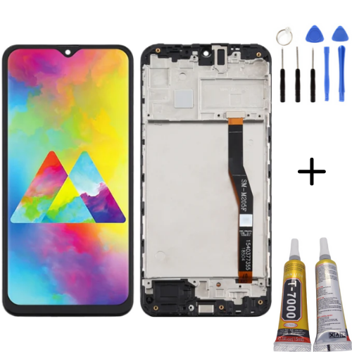 TE Samsung M20 M205 Uyumlu Çıtalı OLED Lcd Ekran + Montaj Kiti