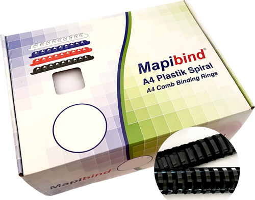 BİND 38MM PLASTİK SPİRAL SİYAH   50 AD