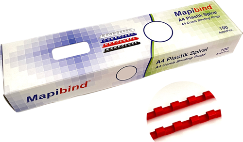 BİND 6MM PLASTİK SPİRAL KIRMIZI  100 AD.