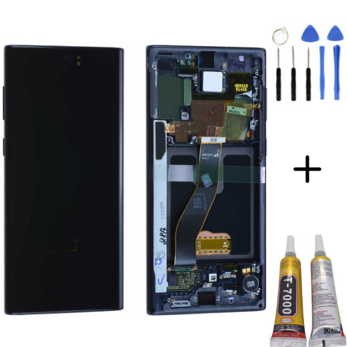 TE Samsung Note 10 N970 Uyumlu Çıtalı Lcd Ekran Siyah +Montaj Kiti