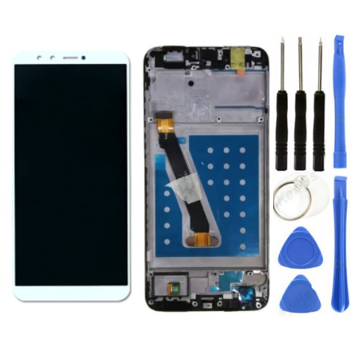 TE Huawei P Smart Uyumlu Çıtalı HK Lcd Ekran Dokunmatik Beyaz + Tamir Seti
