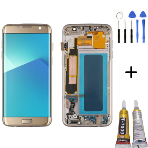 TE Samsung S7 Edge G935F Uyumlu Çıtalı Lcd Ekran Gold Montaj Kiti