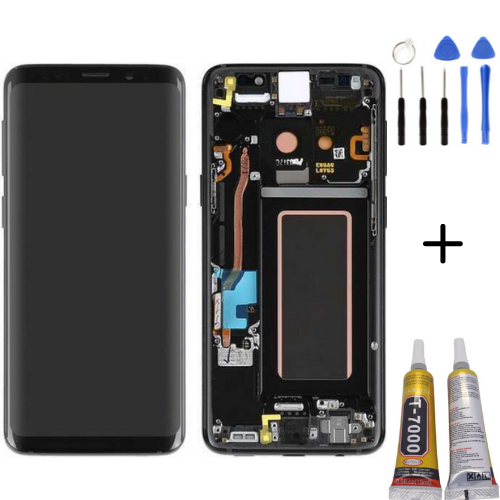 TE Samsung S9 G960F Uyumlu Çıtalı A Kalite Lcd Ekran Siyah Full Set