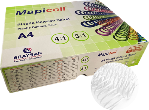 COİL 3:1 PLASTİK HELEZON SPİRAL 45MM BEYAZ 50 AD 36 LOP
