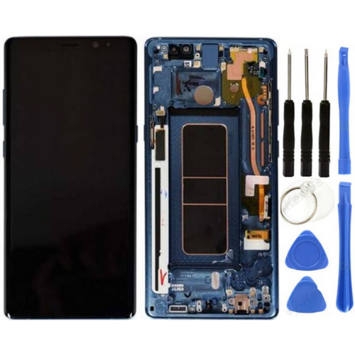 TE Samsung Note 8 N950 Uyumlu Çıtalı Lcd Ekran Mavi + Tamir Seti