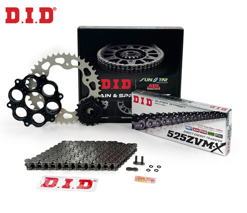 ZİNCİR DİŞLİ SETİ DUCATI EVO (848 cc)  (2011-2013) / DUCATI / EVO / 848cc / ZİNCİR: DID-525ZVM-X (Çelik)-98 / ÖN DİŞLİ: 