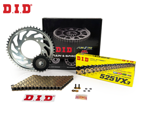 ZİNCİR DİŞLİ SETİ SUZUKI GSR (600 cc) (2006-2009) / SUZUKI / GSR 600 / 600cc / ZİNCİR: DID-525VX3 (Gold)-114 / ÖN DİŞLİ