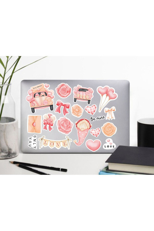 Sevgililer Günü Sticker Seti | Laptop Ajanda Pc Tablet Telefon Defter Etiket Bullet Journal