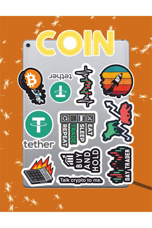 Kripto - Borsa Sticker Seti | Laptop Ajanda Pc Tablet Telefon Defter Etiket Bullet Journal