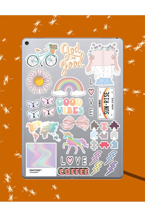 Pastel Renkler Sticker Seti | Laptop Ajanda Pc Tablet Telefon Defter Etiket Bullet Journal