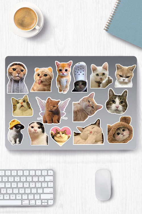 Kedi Temalı Sticker Seti | Laptop Ajanda Notebook Tablet Telefon Defter Etiket Bullet Journal