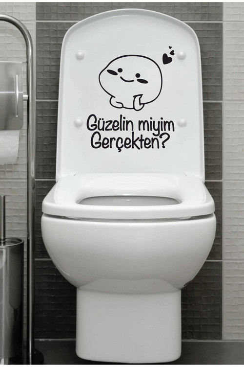 Güzelin Miyim Gerçekten | Klozet Kapağı Banyo Wc Sticker 23X27 Cm