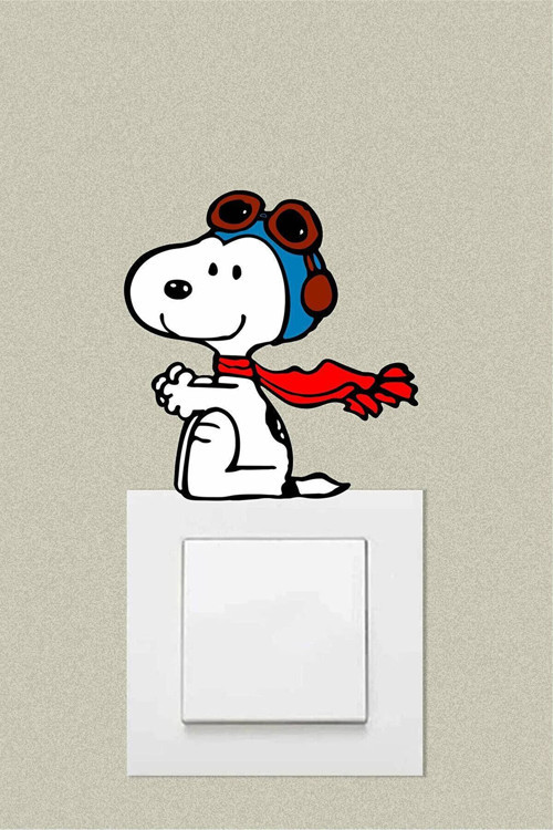 Sevimli Pilot Köpek Dekoratif Priz Sticker 10 X 10 Cm
