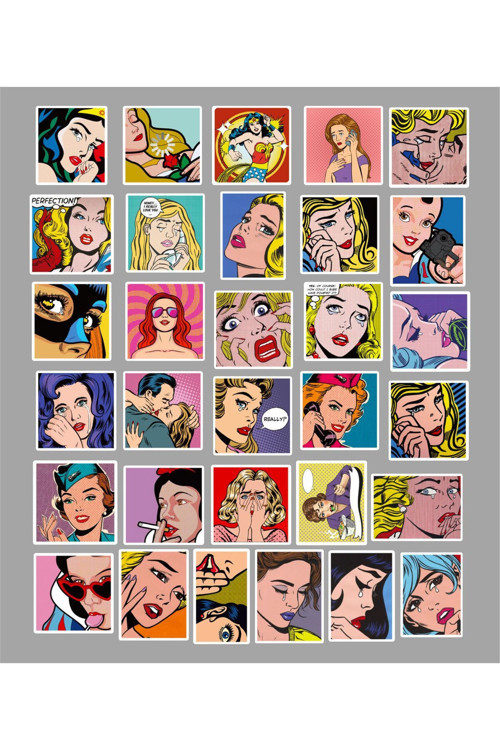 Retro Kız Seri 2 Sticker Seti | Laptop Ajanda Notebook Tablet Telefon Defter Etiket Bullet Journal