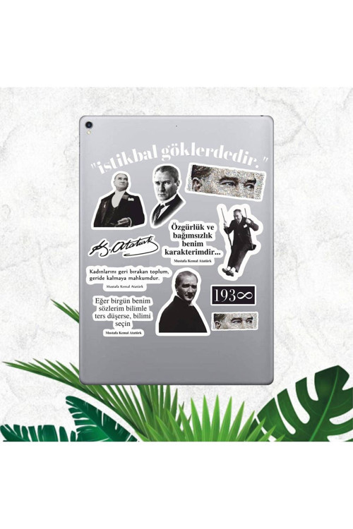 Mustafa Kemal Atatürk Sticker Seti | Laptop Ajanda Pc Tablet Telefon Defter Etiket Bullet Journal
