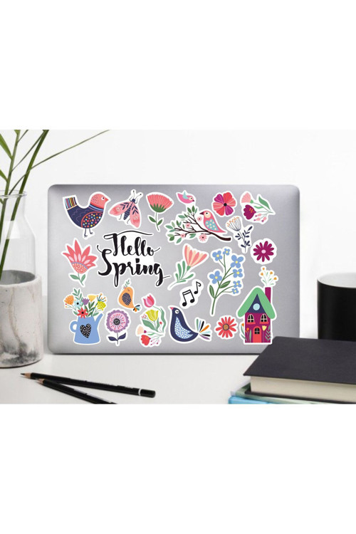 Hediyene Bak Çiçek Bahar Temalı Sticker Seti, Çıkartma, Ajanda Bujo Scrapbook Kolaj Etiket Bullet Journal