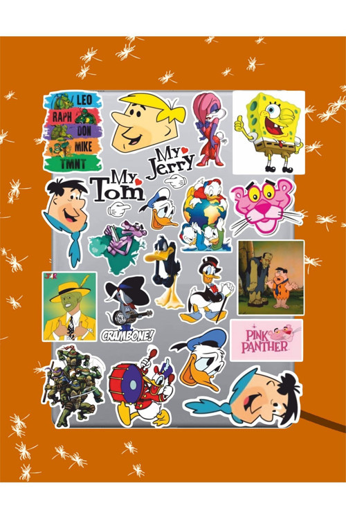 Eski Çizgi Filmler Sticker Seti | Laptop Ajanda Pc Tablet Telefon Defter Etiket Bullet Journal