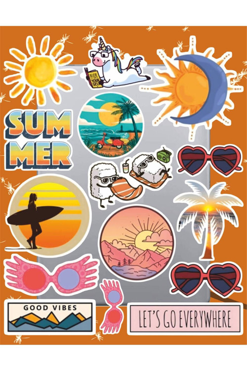 Summer Holiday Sticker Seti | Laptop Ajanda Pc Tablet Telefon Defter Etiket Bullet Journal