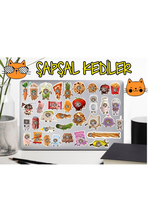 Şapşal Kediler Sticker Seti | Laptop Ajanda Pc Tablet Telefon Defter Etiket Bullet Journal
