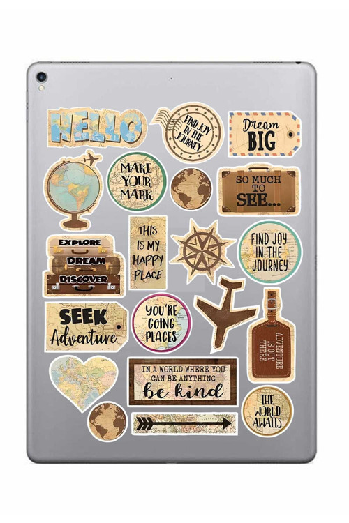 Hediyene Bak Vintage Old Retro Ülkeler Bavul Tipi Etiket, Laptop, Ipad, Defter, Kitap, Planlayıcı Sticker Seti
